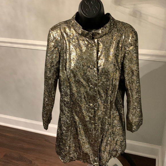 Vintage Silver & Gold Metallic Blazer Size M - Picture 3 of 12